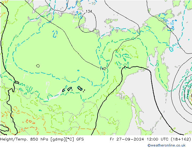 Height/Temp. 850 hPa GFS Fr 27.09.2024 12 UTC