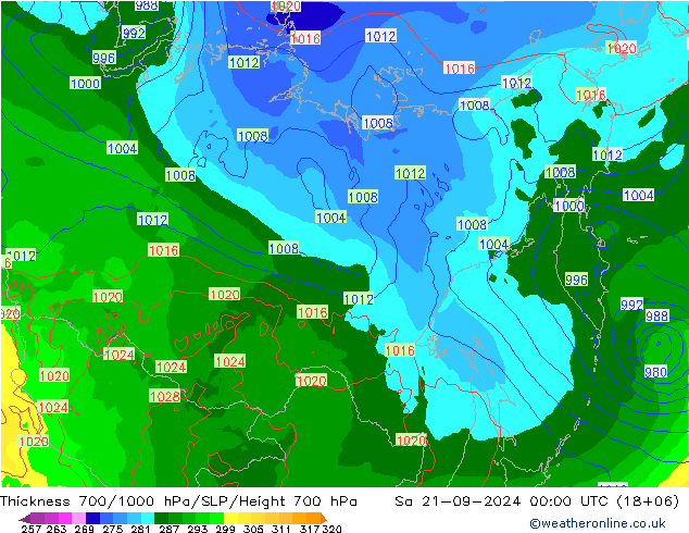 Thck 700-1000 hPa GFS Sa 21.09.2024 00 UTC