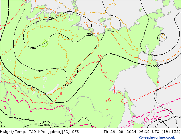 Yükseklik/Sıc. 700 hPa GFS Per 26.09.2024 06 UTC