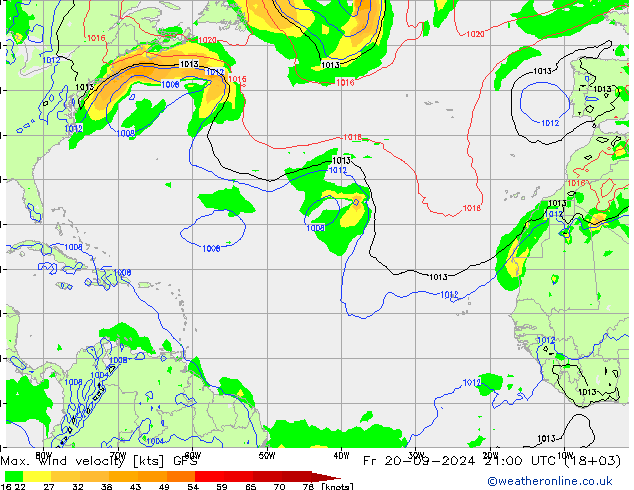 Max. wind velocity GFS Pá 20.09.2024 21 UTC