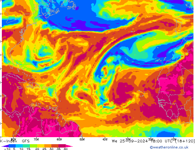 K-Index GFS Mi 25.09.2024 18 UTC