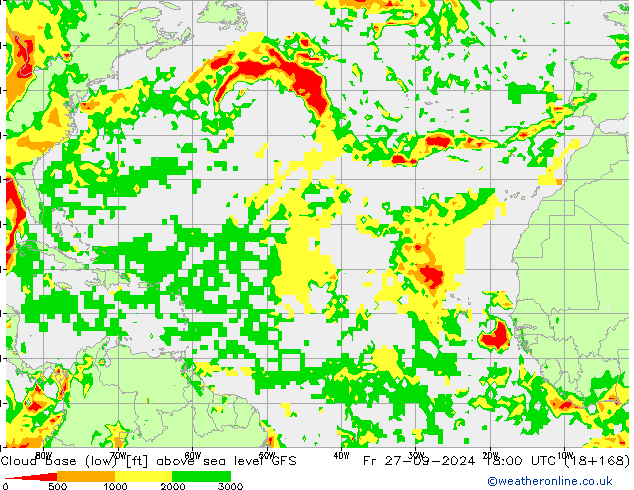 Wolkenbasis (Laag) GFS september 2024