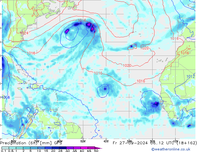 Yağış (6h) GFS Cu 27.09.2024 12 UTC