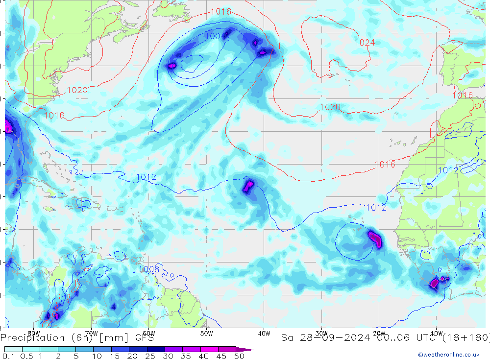 Z500/Rain (+SLP)/Z850 GFS Sa 28.09.2024 06 UTC