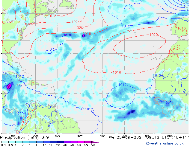 Niederschlag GFS Mi 25.09.2024 12 UTC