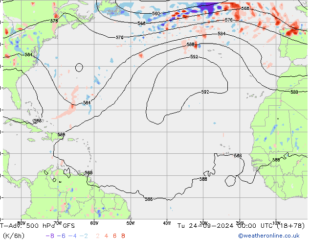 T-Adv. 500 hPa GFS di 24.09.2024 00 UTC