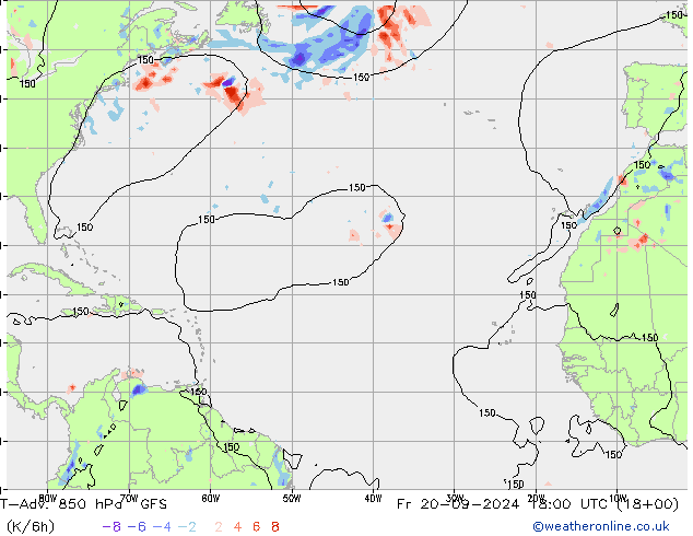 T-Adv. 850 hPa GFS  20.09.2024 18 UTC