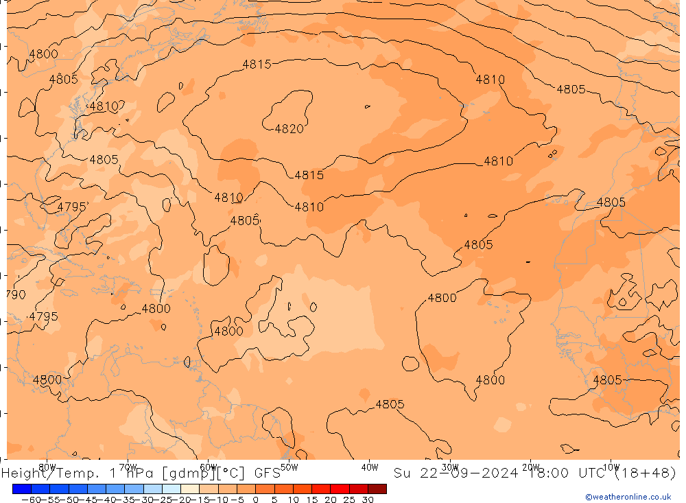 Yükseklik/Sıc. 1 hPa GFS Paz 22.09.2024 18 UTC