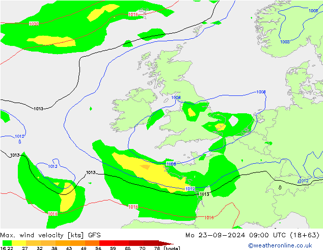 Max. wind velocity GFS lun 23.09.2024 09 UTC