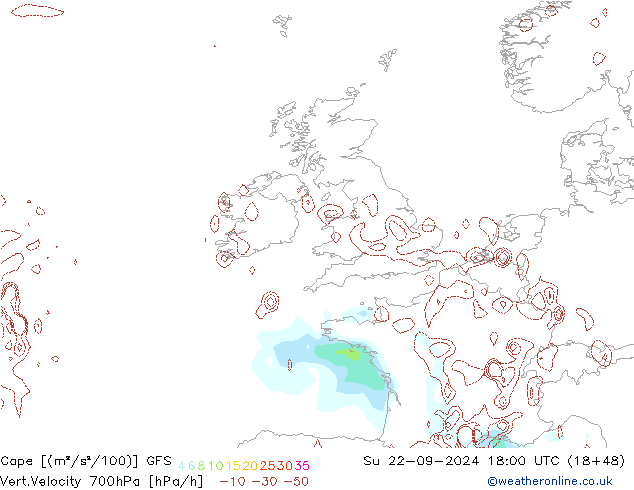 Cape GFS nie. 22.09.2024 18 UTC