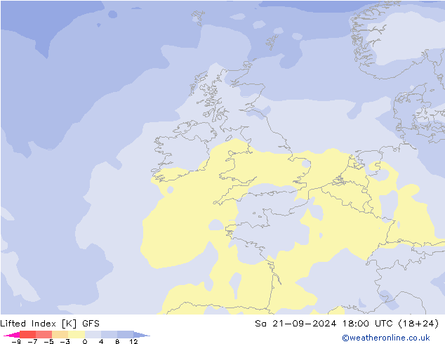 Indice de soulèvement GFS sam 21.09.2024 18 UTC