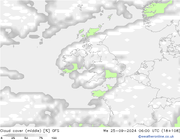 облака (средний) GFS ср 25.09.2024 06 UTC