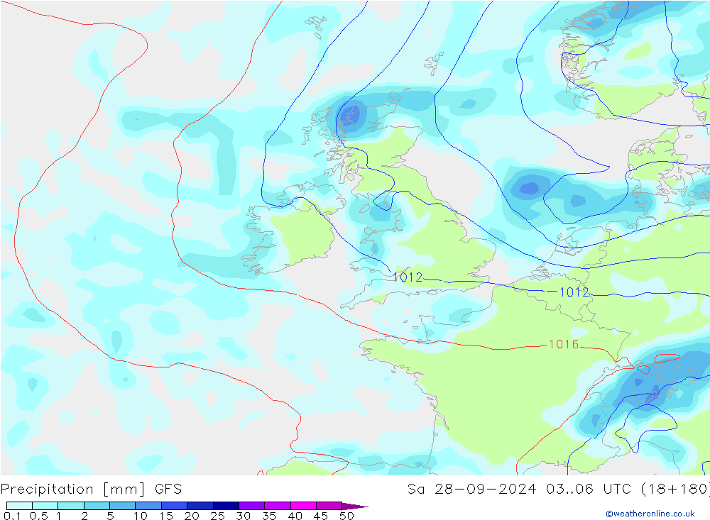 осадки GFS сб 28.09.2024 06 UTC