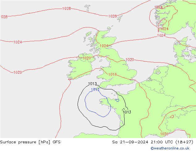 Luchtdruk (Grond) GFS za 21.09.2024 21 UTC