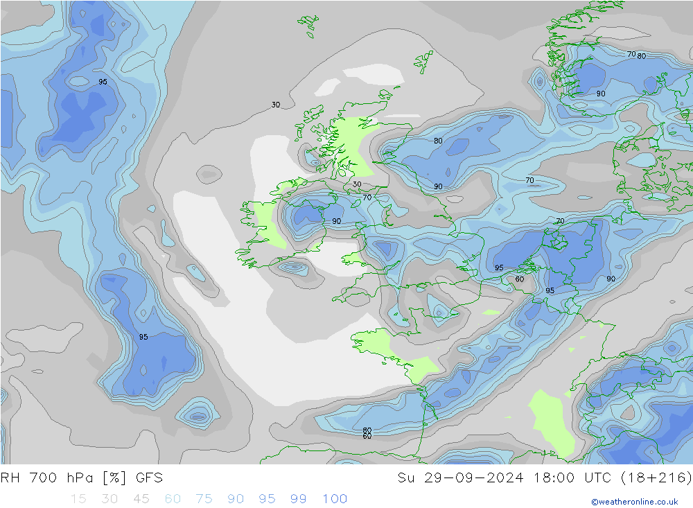 RH 700 hPa GFS Su 29.09.2024 18 UTC