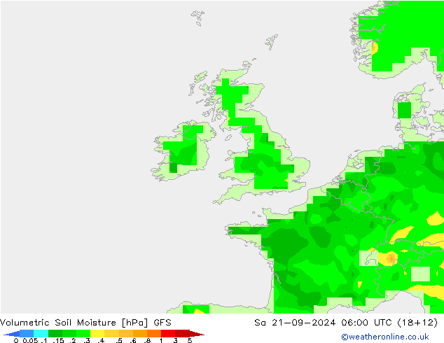 Volumetric Soil Moisture GFS sam 21.09.2024 06 UTC