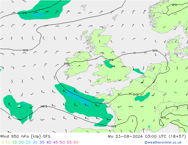 Wind 950 hPa GFS Mo 23.09.2024 03 UTC