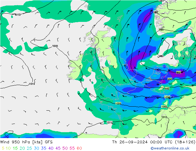 Wind 950 hPa GFS Th 26.09.2024 00 UTC