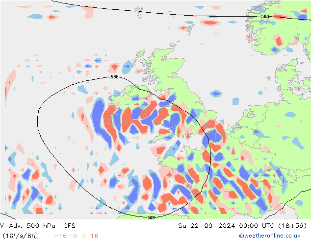 V-Adv. 500 hPa GFS  22.09.2024 09 UTC