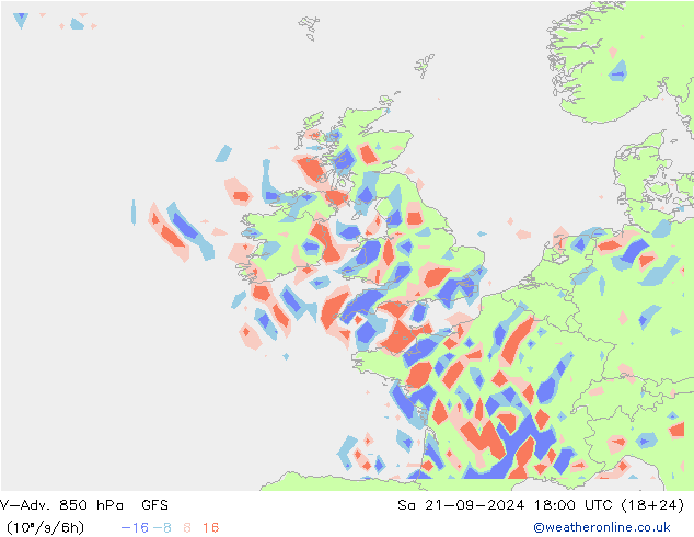 V-Adv. 850 гПа GFS сб 21.09.2024 18 UTC