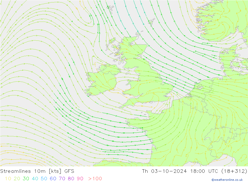 Stroomlijn 10m GFS do 03.10.2024 18 UTC