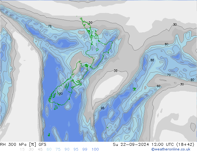 300 hPa Nispi Nem GFS Paz 22.09.2024 12 UTC