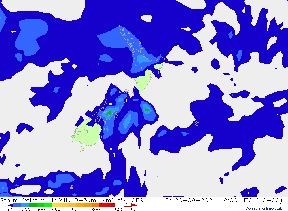 Storm Relative Helicity GFS Fr 20.09.2024 18 UTC