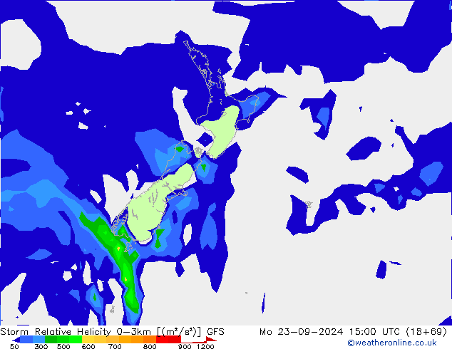 Storm Relative Helicity GFS Seg 23.09.2024 15 UTC