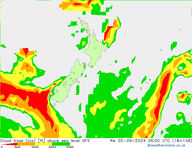 Cloud base (low) GFS St 25.09.2024 06 UTC