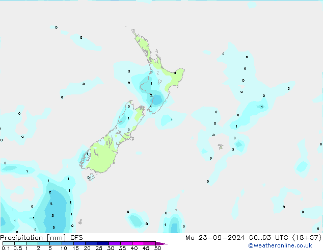 Precipitation GFS Mo 23.09.2024 03 UTC