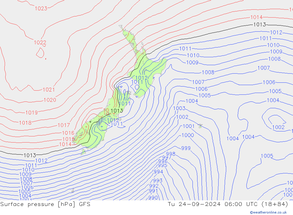 Surface pressure GFS Tu 24.09.2024 06 UTC