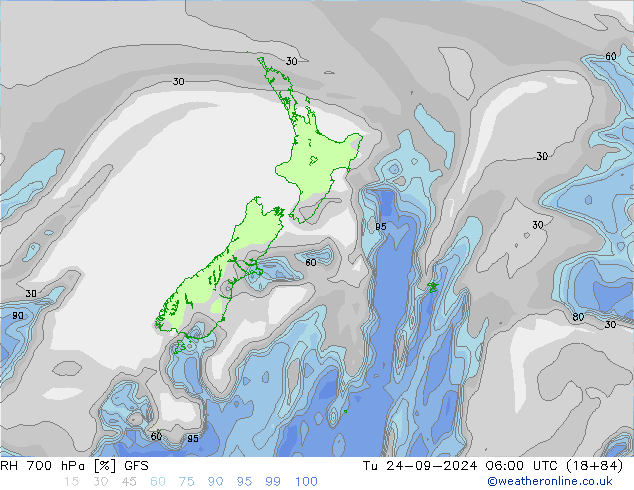 RH 700 hPa GFS mar 24.09.2024 06 UTC