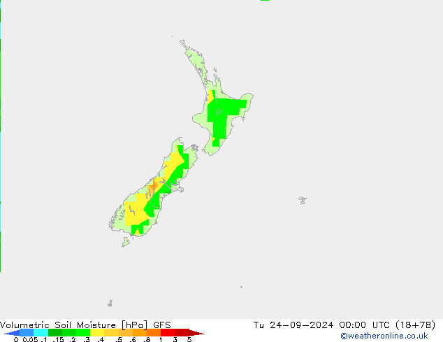 Volumetric Soil Moisture GFS Tu 24.09.2024 00 UTC