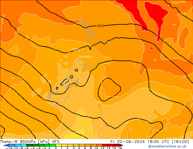 Theta-W 850hPa GFS pt. 20.09.2024 18 UTC