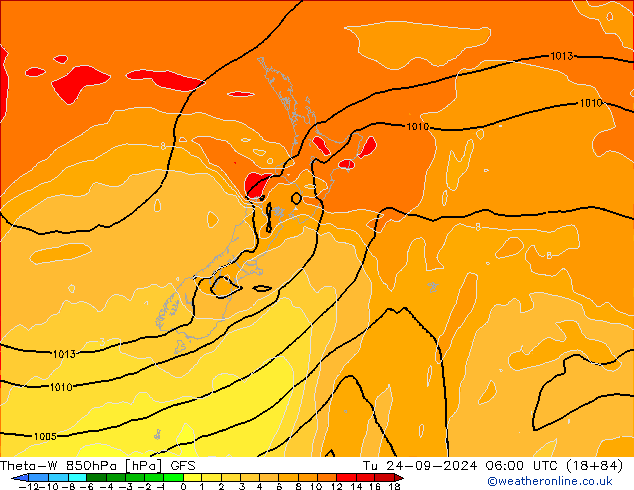 Theta-W 850гПа GFS вт 24.09.2024 06 UTC