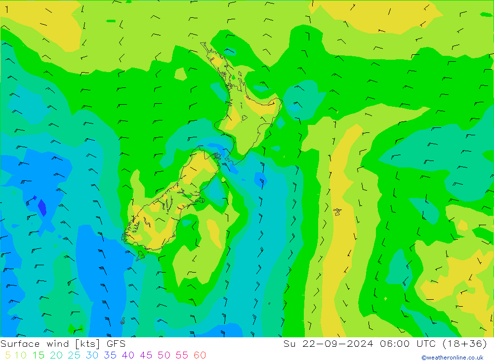 Vento 10 m GFS Dom 22.09.2024 06 UTC