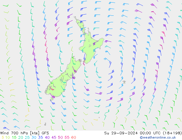 ветер 700 гПа GFS Вс 29.09.2024 00 UTC