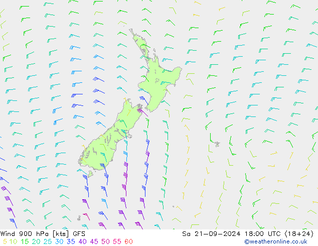 Wind 900 hPa GFS za 21.09.2024 18 UTC