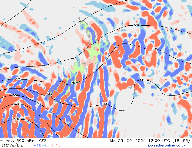 V-Adv. 500 hPa GFS lun 23.09.2024 12 UTC