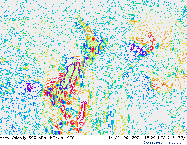 Vert. Velocity 500 hPa GFS Mo 23.09.2024 18 UTC