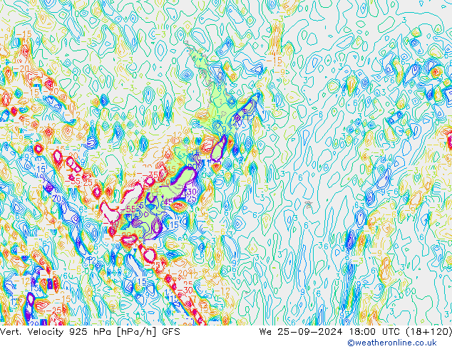 Vert. Velocity 925 hPa GFS We 25.09.2024 18 UTC