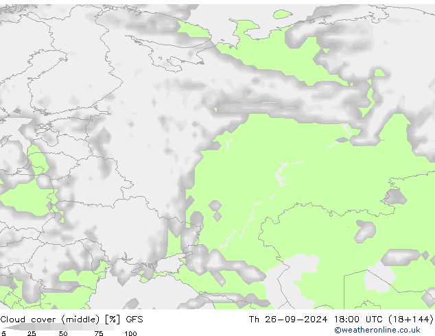 Cloud cover (middle) GFS Th 26.09.2024 18 UTC