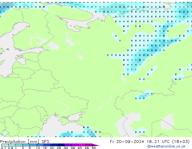 Précipitation GFS ven 20.09.2024 21 UTC