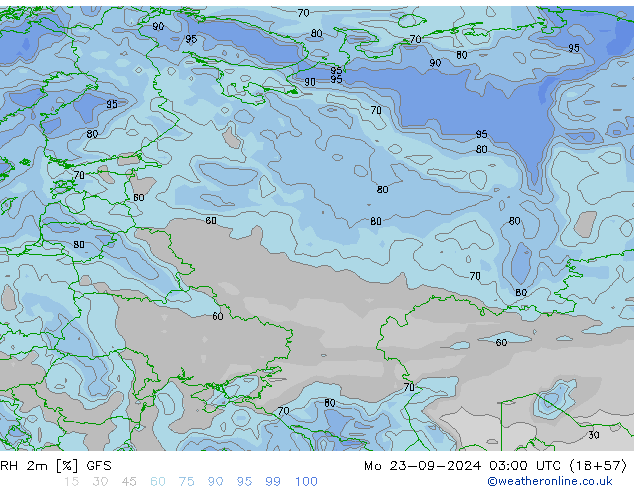 RH 2m GFS Mo 23.09.2024 03 UTC