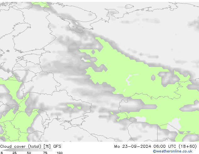 zachmurzenie (suma) GFS pon. 23.09.2024 06 UTC