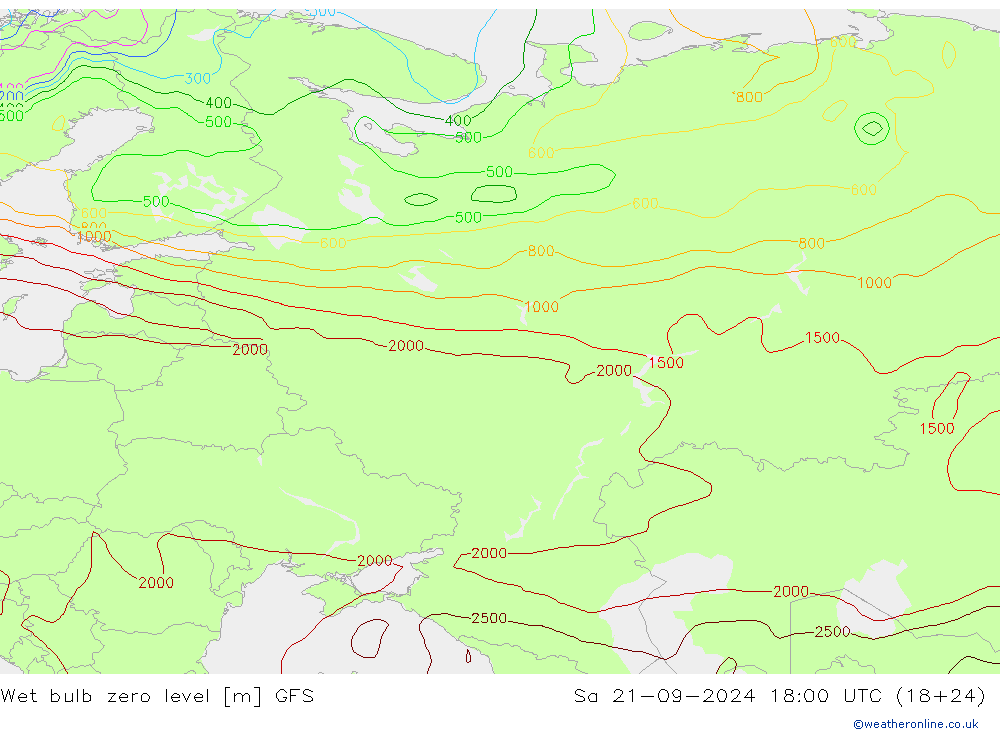 Theta-W Frostgrenze GFS Sa 21.09.2024 18 UTC