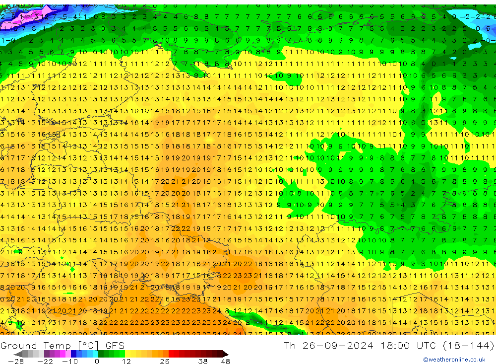 Temp GFS jeu 26.09.2024 18 UTC