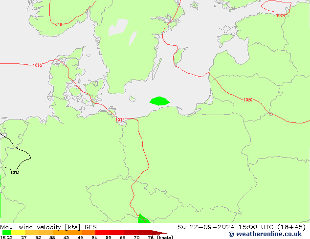 Max. wind velocity GFS Su 22.09.2024 15 UTC