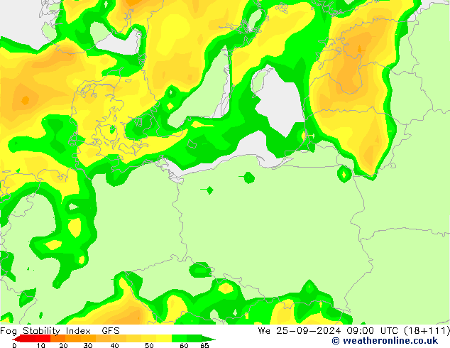 Fog Stability Index GFS Qua 25.09.2024 09 UTC