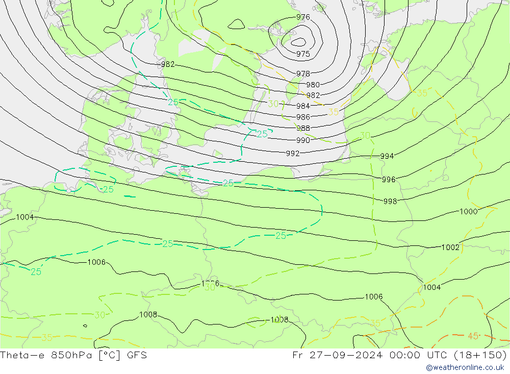 Theta-e 850hPa GFS vr 27.09.2024 00 UTC